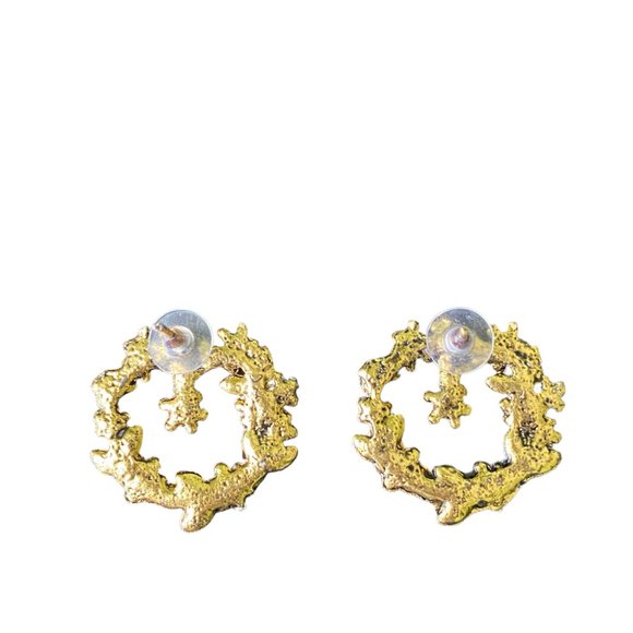 Fashion Jewelry Earrings multi color stones Floral Spring | Gold color Studs - Picture 3 of 4